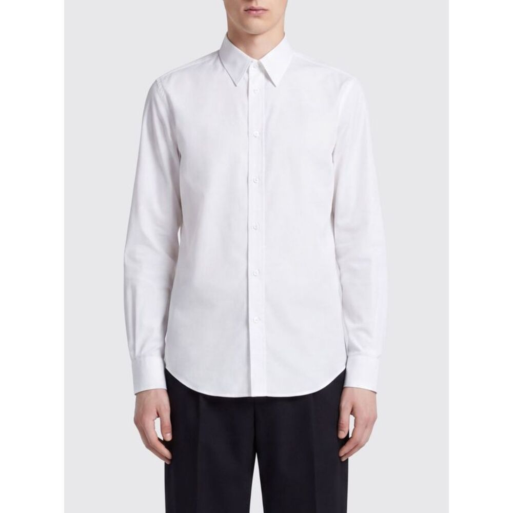 Celine Men Celine Classic Cotton Poplin Shirt With French Collar And Curved Hem